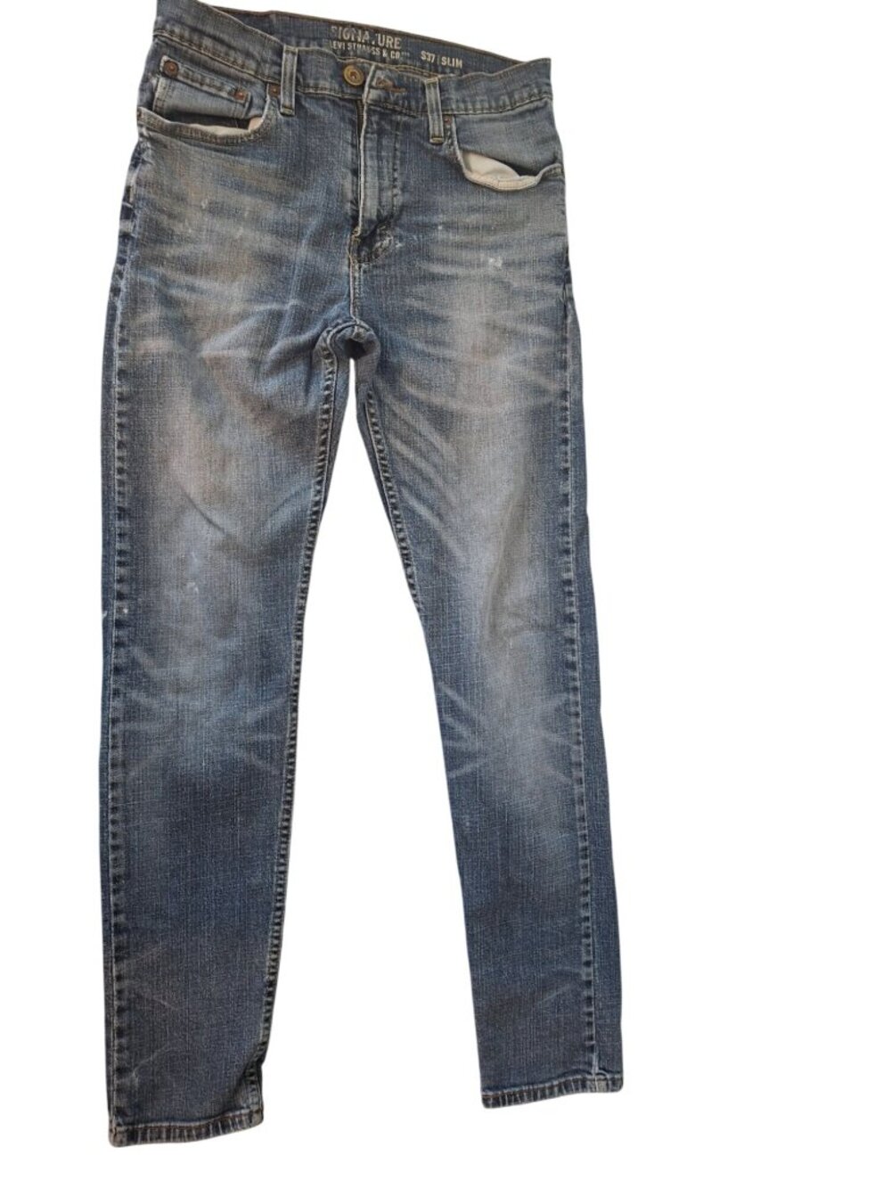 Signature Levi Strauss & Co. S37 Slim Fit Jeans W30 L29 Distressed Wash Stretch